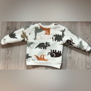 Old Navy Kids Dinosaur Fleece Sweatshirt - White and Multicolor